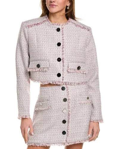 Toccin Lainey Cropped Tweed Jacket In Pink