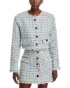 Toccin Lainey Tweed Jacket In Soft Blue Multi