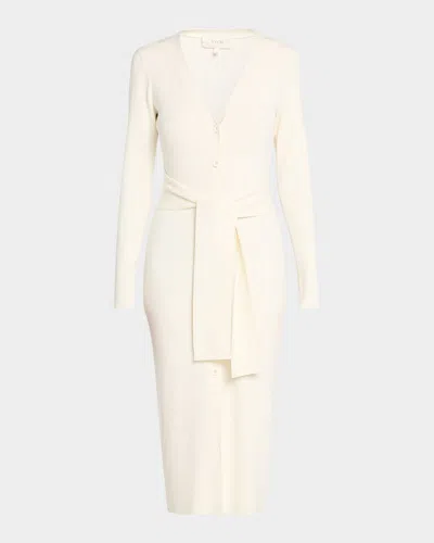 Toccin Lara Bodycon Rib Knit Midi Sweater Dress In Neutral