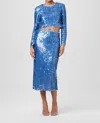 Toccin Leilani Pencil Skirt In Steel Blue Multi