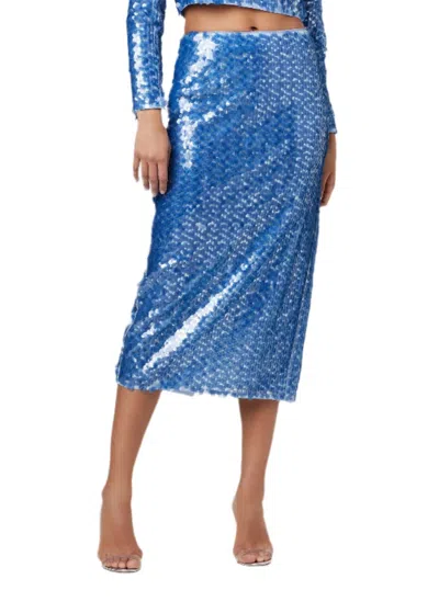 Toccin Leilani Pencil Skirt In Steel Blue Multi