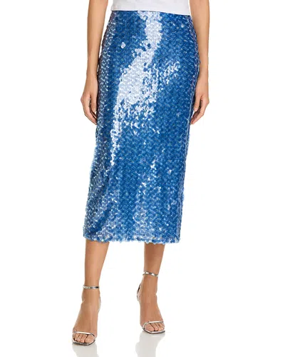 Toccin Leilani Pencil Skirt In Steel Blue Multi
