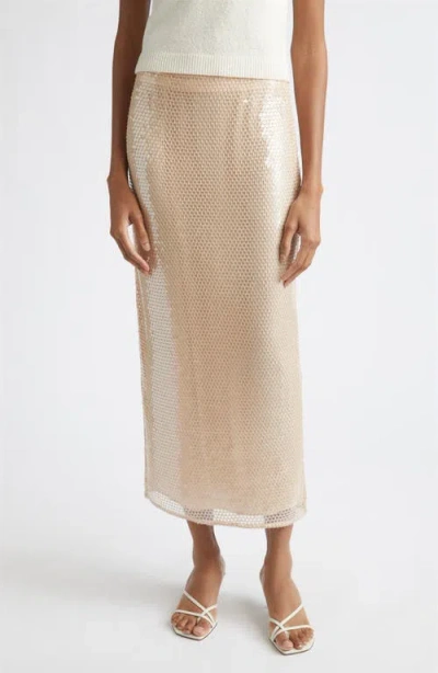 Toccin Leilani Sequin Knit Maxi Skirt In Neutral