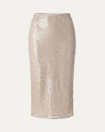 Toccin Leilani Sequined Pencil Skirt In Gold
