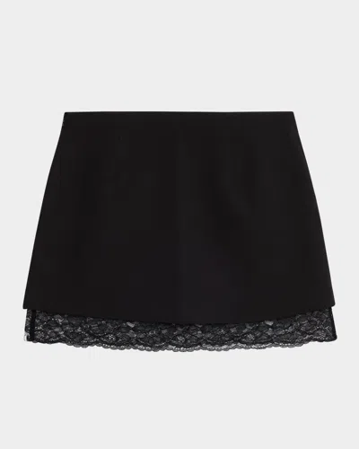 Toccin Leland Lace Combo Mini Skirt In Black