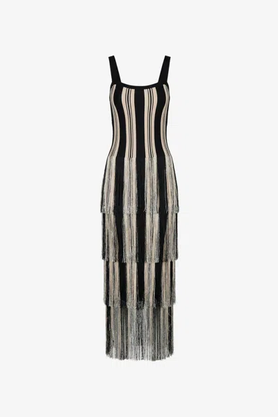 Toccin Leo Midi Dress With Fringe In Multi