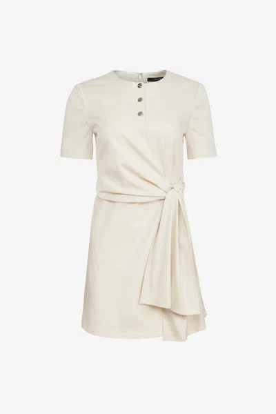 Toccin Leonie Short Sleeve Tie-front Mini Dress In Brown