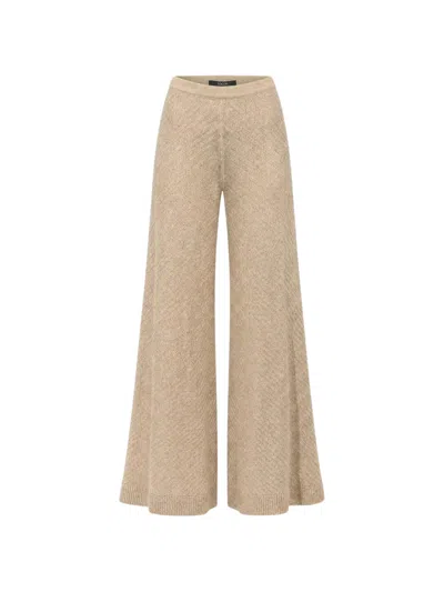 Toccin Lilibet Chevron-knit Wide-leg Trousers In Brown