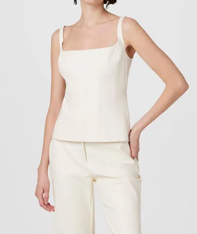 Toccin Linda Vegan Leather Tie Corset Tank In Ivory In Multi