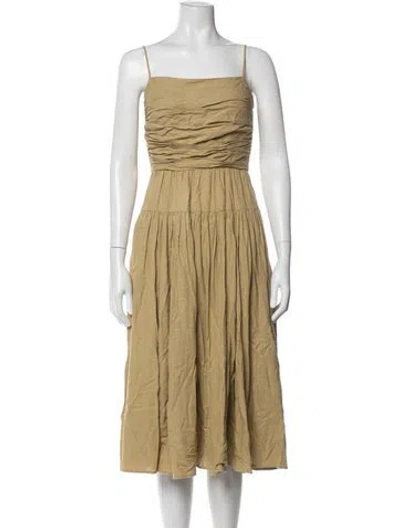 Pre-owned Toccin Linen Midi Length Dress In Neutrals