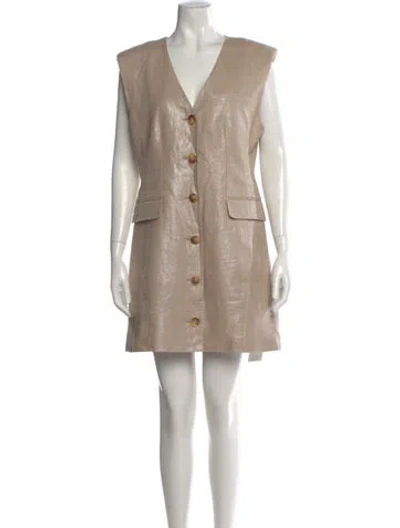 Pre-owned Toccin Linen Mini Dress In Neutral