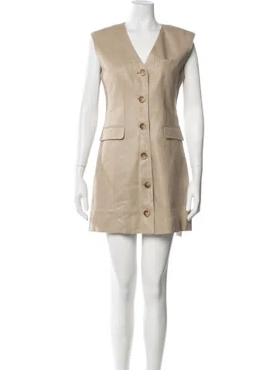 Pre-owned Toccin Linen Mini Dress In Neutrals