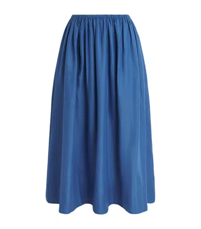 Toccin Linen-cotton Imogen Midi Skirt In Blue