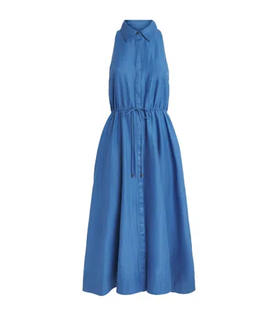 Toccin Linen-cotton Tiana Sleeveless Shirt Dress In Blue