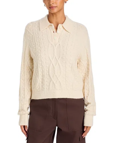 Toccin Lisa Cable Knit Polo Sweater In Purple