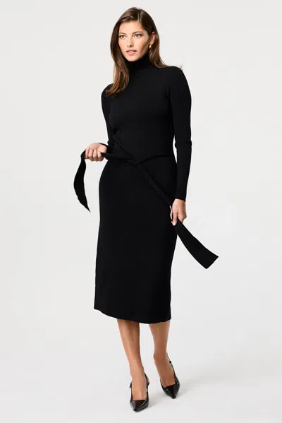 Toccin Logan Turtleneck Tie Dress In Black