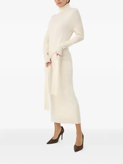 Toccin Logan Turtleneck Ribbed Dress In Neutral