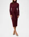 Toccin Logan Turtleneck Tie-front Midi Dress In White