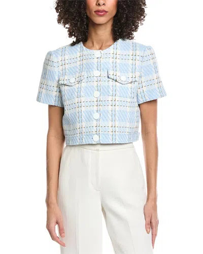 Toccin London Short Sleeve Crop Jacket In Sky Blue
