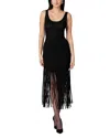 Toccin Lorelai Scoop Neck Fringe Dress In Black