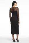 Toccin Loretta Lace Combo Long Sleeve Midi Dress In Black