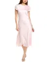 Toccin Luciana Short Sleeve Satin Slip Dress In Light Pink In Pink