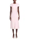 Toccin Luciana Short Sleeve Satin Slip Dress In Light Pink In Pink