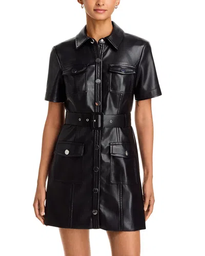 Toccin Lydia Belted Faux Leather Mini Dress In Multi