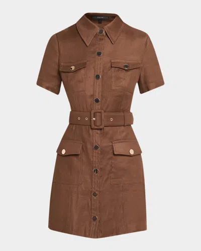 Toccin Lydia Belted Mini Shirtdress In Cocoa