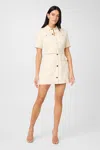 Toccin Lydia Linen Snap-button Mini Dress In Neutral