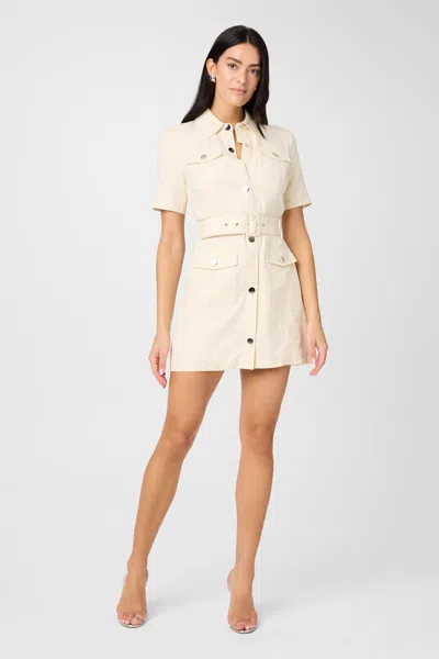 Toccin Lydia Linen Snap-button Mini Dress In Neutral
