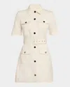 Toccin Lydia Short-sleeve Snap-front Dress In White