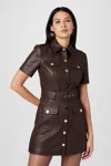 Toccin Lydia Vegan Leather  Mini Dress In Brown