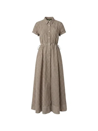 Toccin Maggie Short Sleeve Shirt Dress In Brown