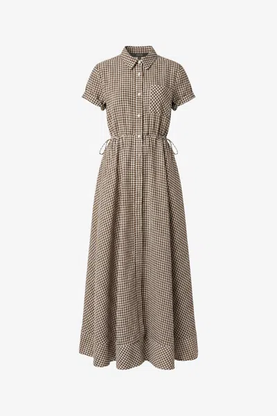Toccin Maggie Short Sleeve Shirt Dress In Brown