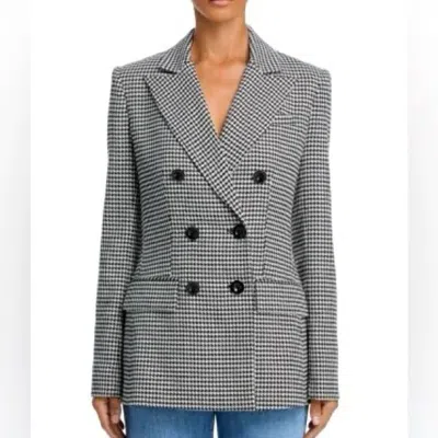 Toccin Magnolia Houndstooth Double-breasted Blazer In Black In Gray