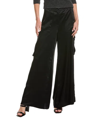 Toccin Maia Silky Satin Cargo Pants In Black
