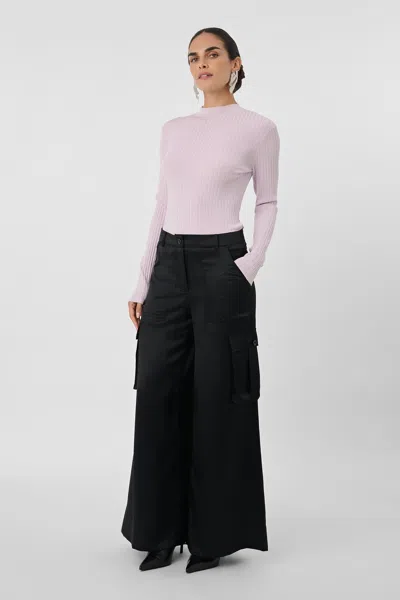 Toccin Maia Silk Satin Cargo Pants In Black