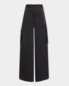 Toccin Maia Silky Satin Cargo Pants In Jet