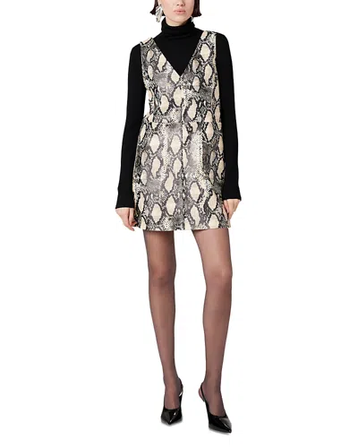 Toccin Malia Faux Leather Mini Dress In Gray