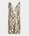 Toccin Malia Python Vegan Leather Mini Dress In Brown