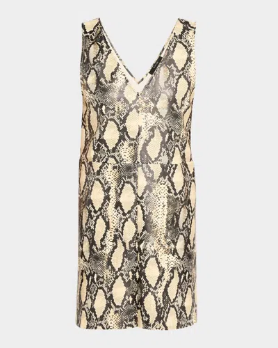 Toccin Malia Python Vegan Leather Mini Dress In Brown