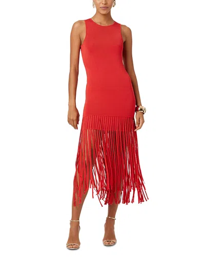 Toccin Margaux Fringe Dress In Red