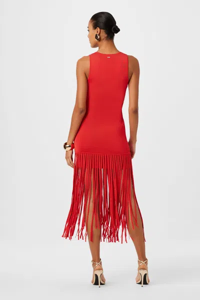 Toccin Margaux Fringe Mini Dress In Red