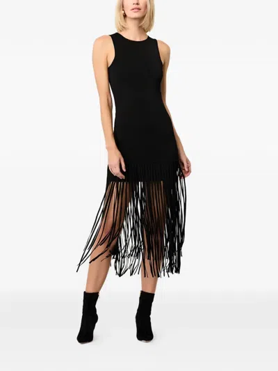 Toccin Margaux Racer Mini Dress With Fringe In Black