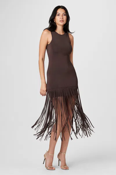 Toccin Margaux Fringe Knit Dress In Brown