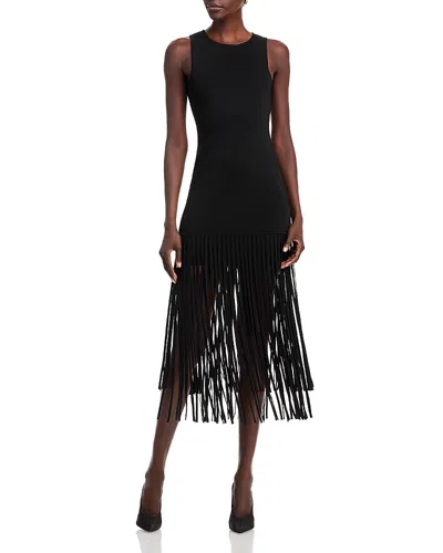Toccin Margaux Racer Mini Dress With Fringe In Black