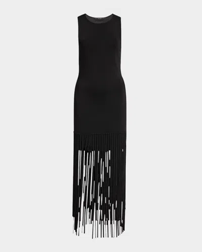 Toccin Margaux Sleeveless Fringe Dress In Jet