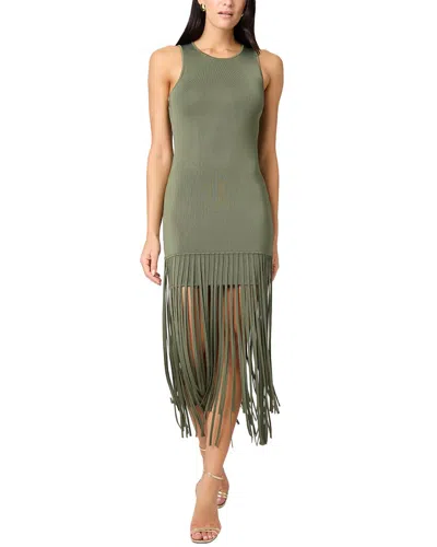 Toccin Margaux Sleeveless Fringe Mini Dress In Green
