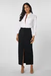 Toccin Meg Midi Skirt With Slit - Pos In Black